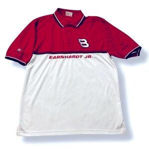 Vintage Y2K Chase NASCAR Polo Earnhardt JR Budweiser Embroidered Red White Large